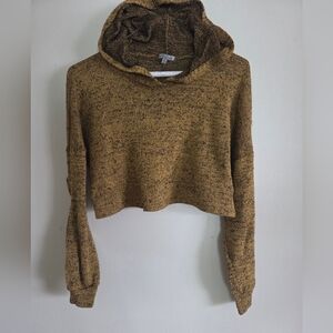 Womens Brown Crop Sweater Hoodie Top Size Small